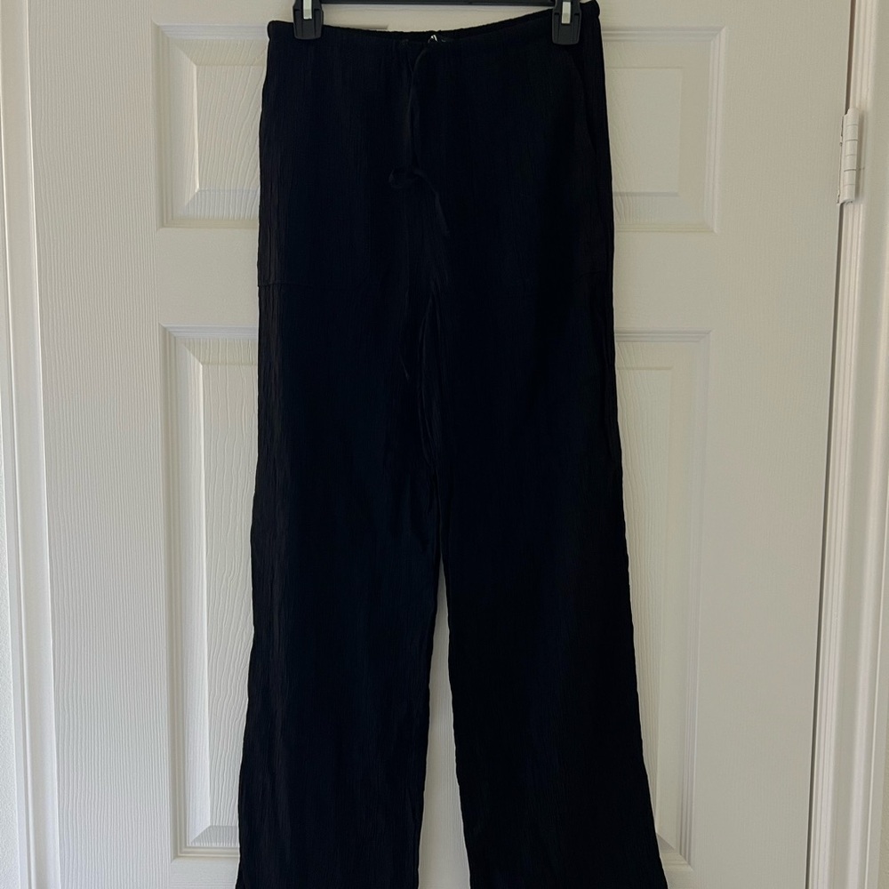 Zara Black Crinkled Trousers